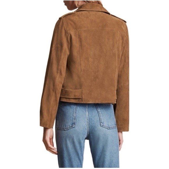 AllSaints Balfern suede moto leather jacket brown NWT - Picture 2 of 9